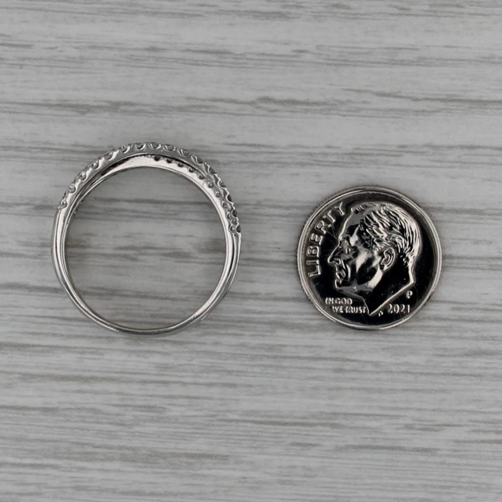 0.73ctw Diamond Crossover Ring 14k White Gold Size 9.5 Anniversary 3-Bands