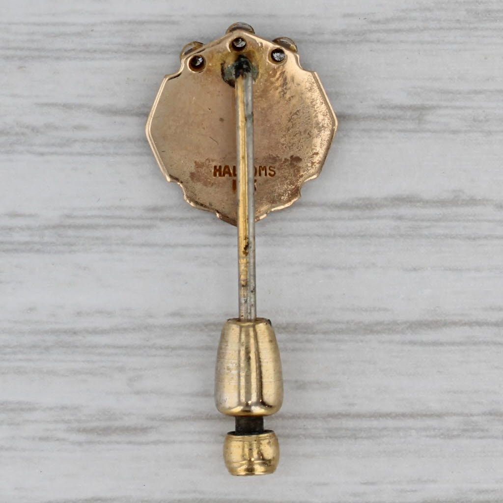 Gray Humble Oil 40 Years Company Service Stickpin 10k Gold Diamond Enamel Vintage