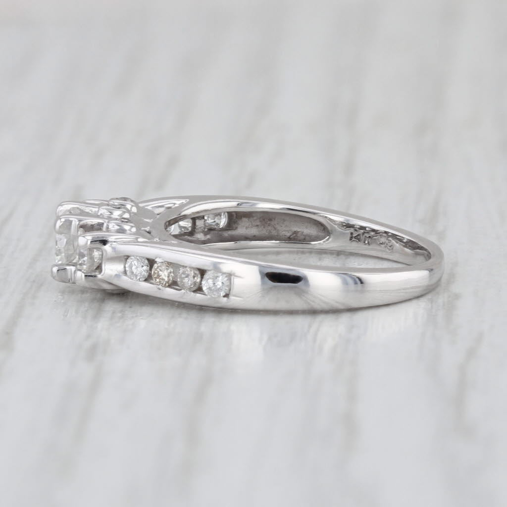 0.38ctw Diamond 3-Stone Engagement Ring 14k White Gold Size 4.5 Cathedral Band