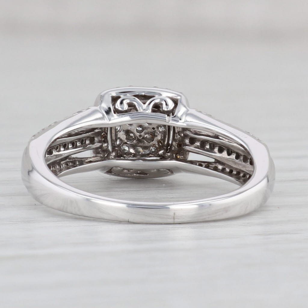 Light Gray 0.50ctw Diamond Cluster Halo Ring 10k White Gold Size 8.5 Engagement