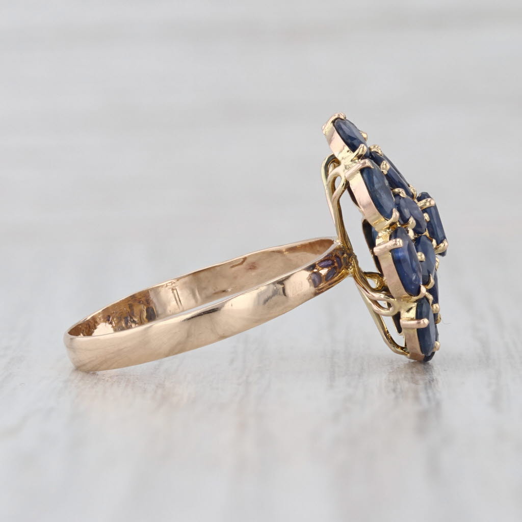 6.20ctw Sapphire Cluster Cocktail Ring 14k Yellow Gold Size 10.5