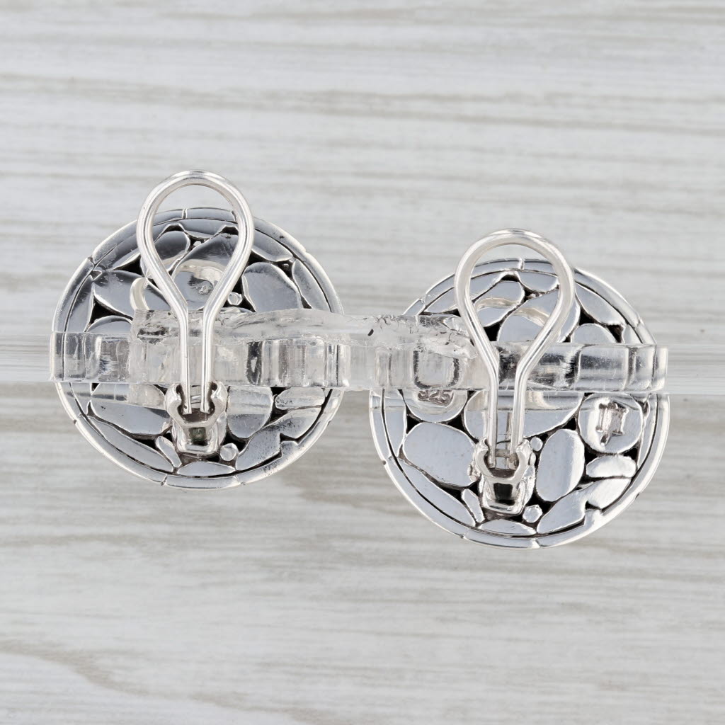John Hardy Kali Earrings Sterling Silver Clip On Omega Back Statement