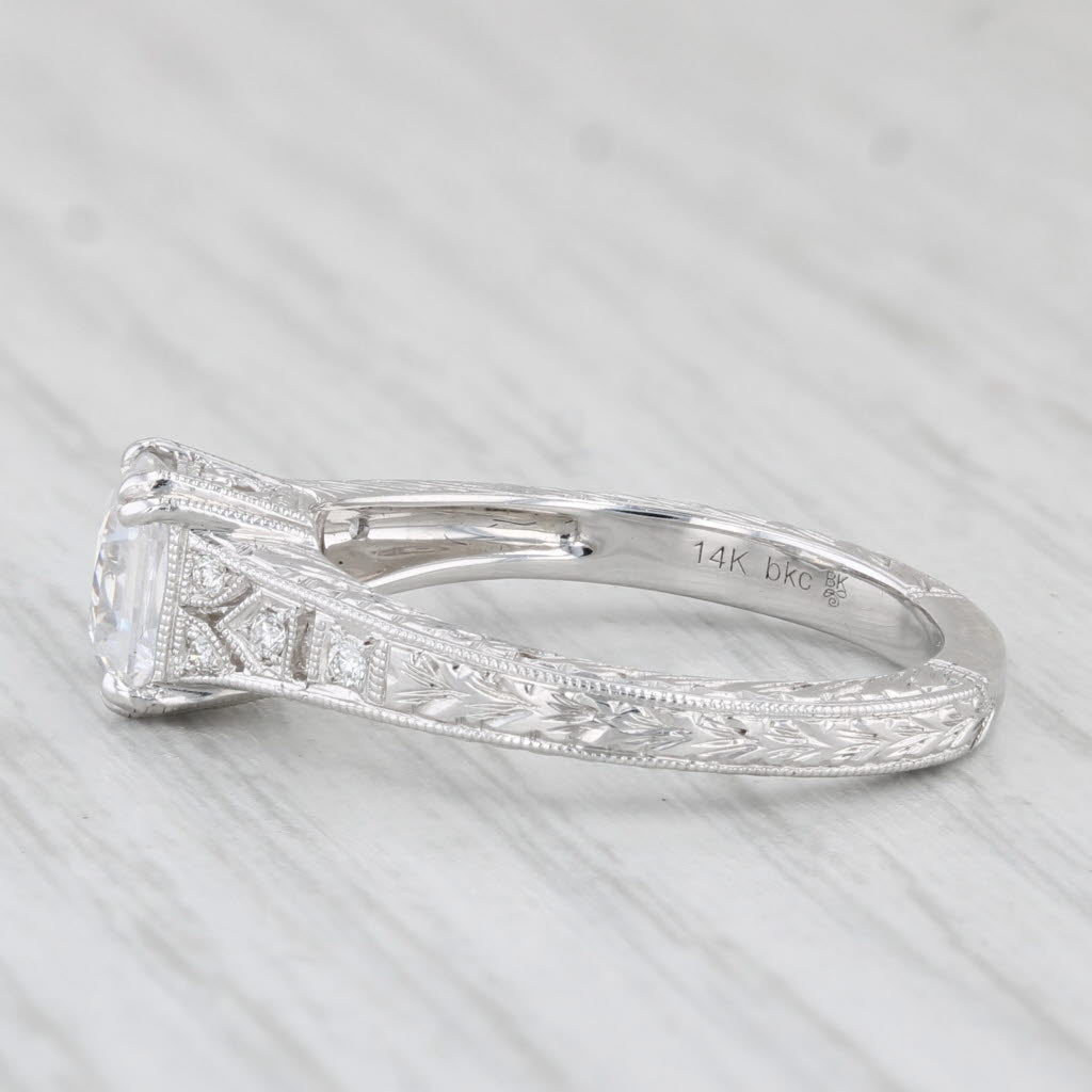 Light Gray New Beverley K Asscher Semi Mount Diamond Ring 14k White Gold Size 6.75 Hearts