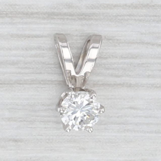 Light Gray New 0.14ct Round Solitaire Small Drop Pendant 14k White Gold