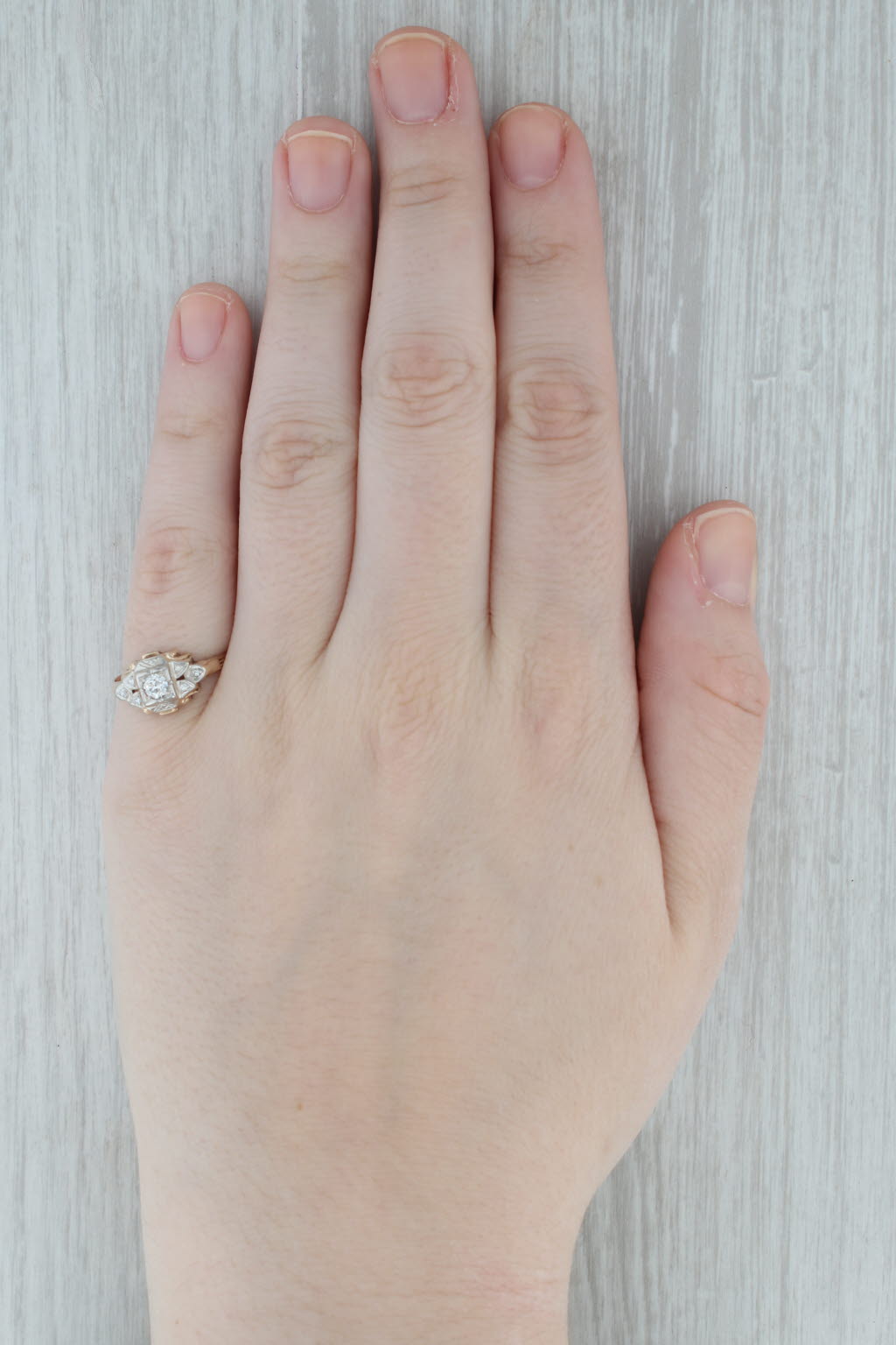 Gray Vintage 0.30ctw Diamond Engagement Ring 14k Yellow Gold Size 8.5
