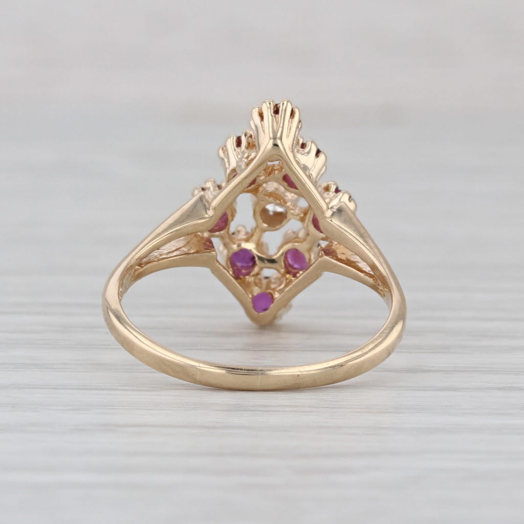 0.64ctw Ruby Diamond Cocktail Ring 14k Yellow Gold Size 6.25