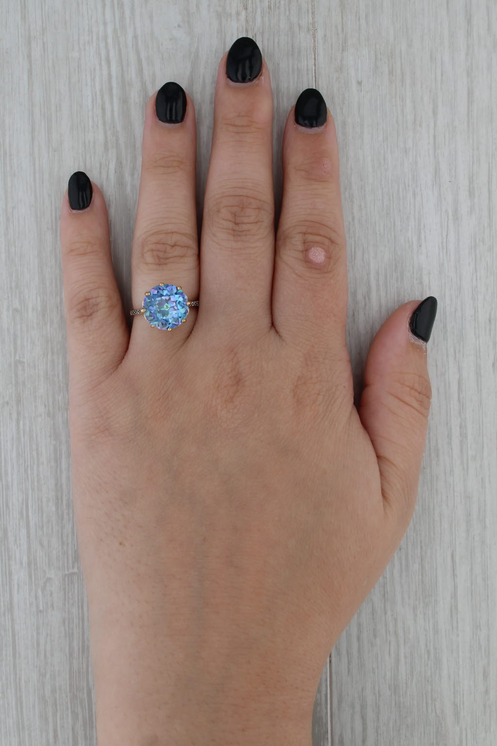 8ct Mystic Topaz Solitaire Ring 10k Yellow Gold Size 7.25 Round Solitaire