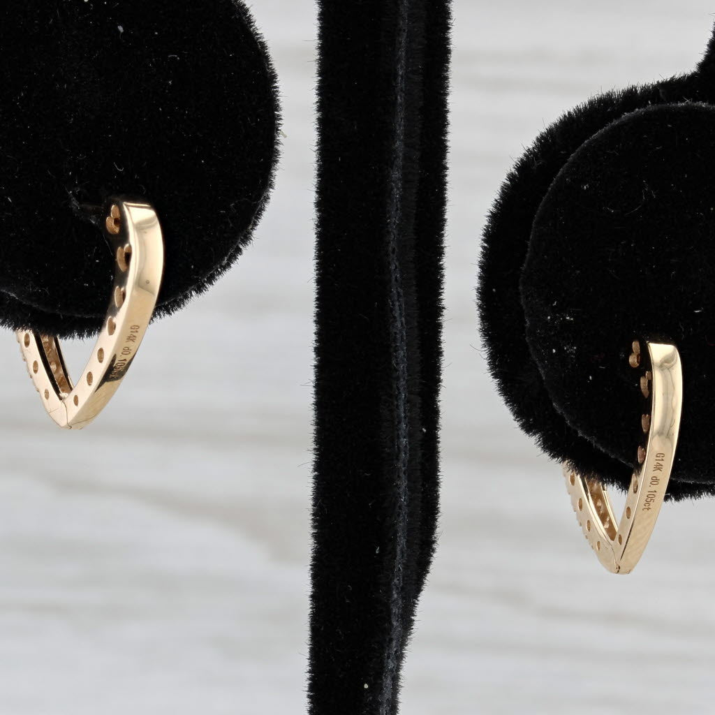 Light Gray New 0.21ctw Diamond Heart Hoop Earrings 14k Yellow Gold Snap Top Hoops