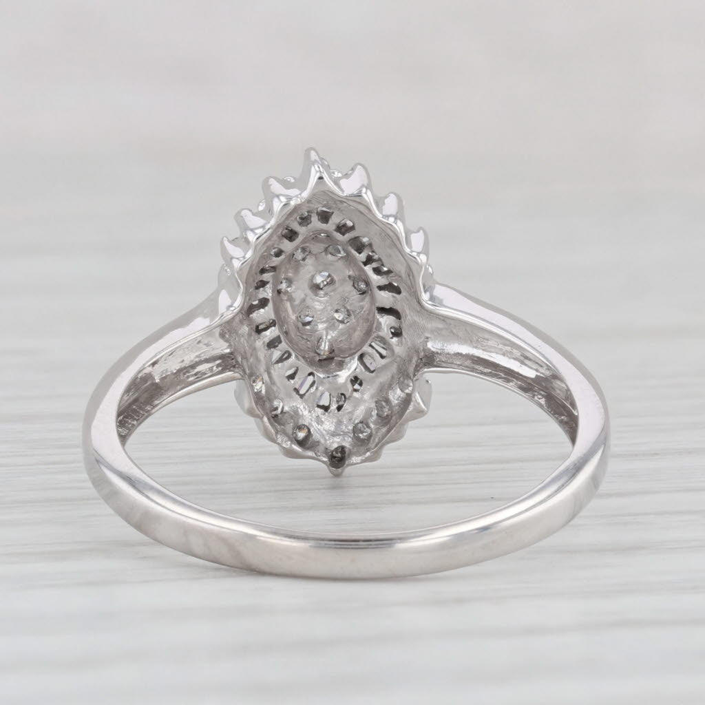 Light Gray 0.18ctw Diamond Cluster Halo Ring 10k White Gold Size 7