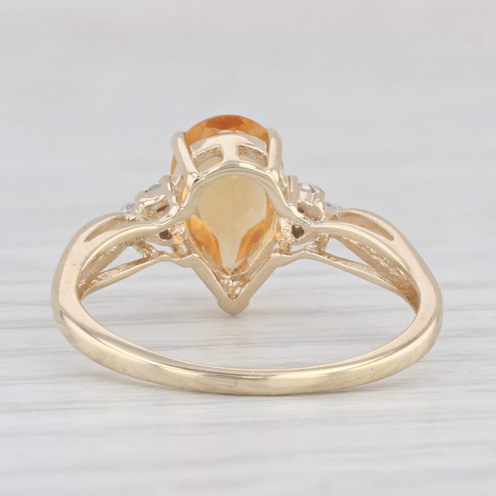 Light Gray 1.08ctw Orange Pear Citrine Diamond Ring 10k Yellow Gold Size 7 Teardrop