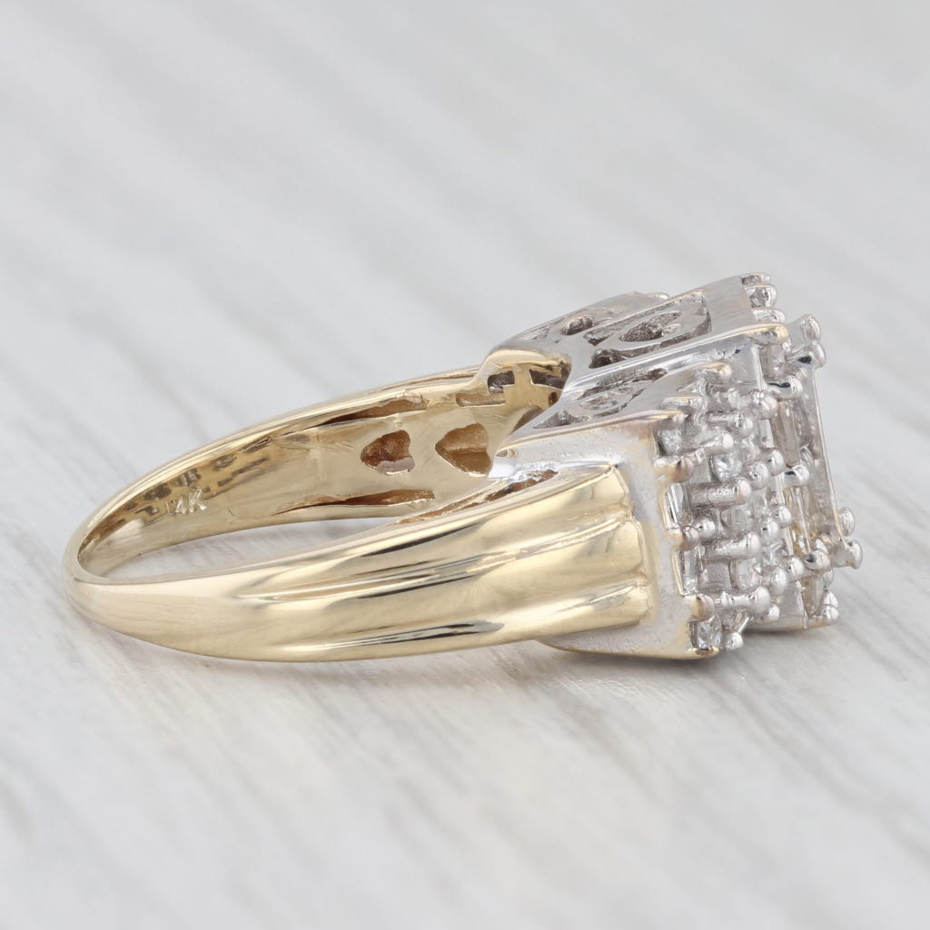 Light Gray 1.03ctw Diamond Clusters Ring 14k Gold Size 6 Heart Bridge