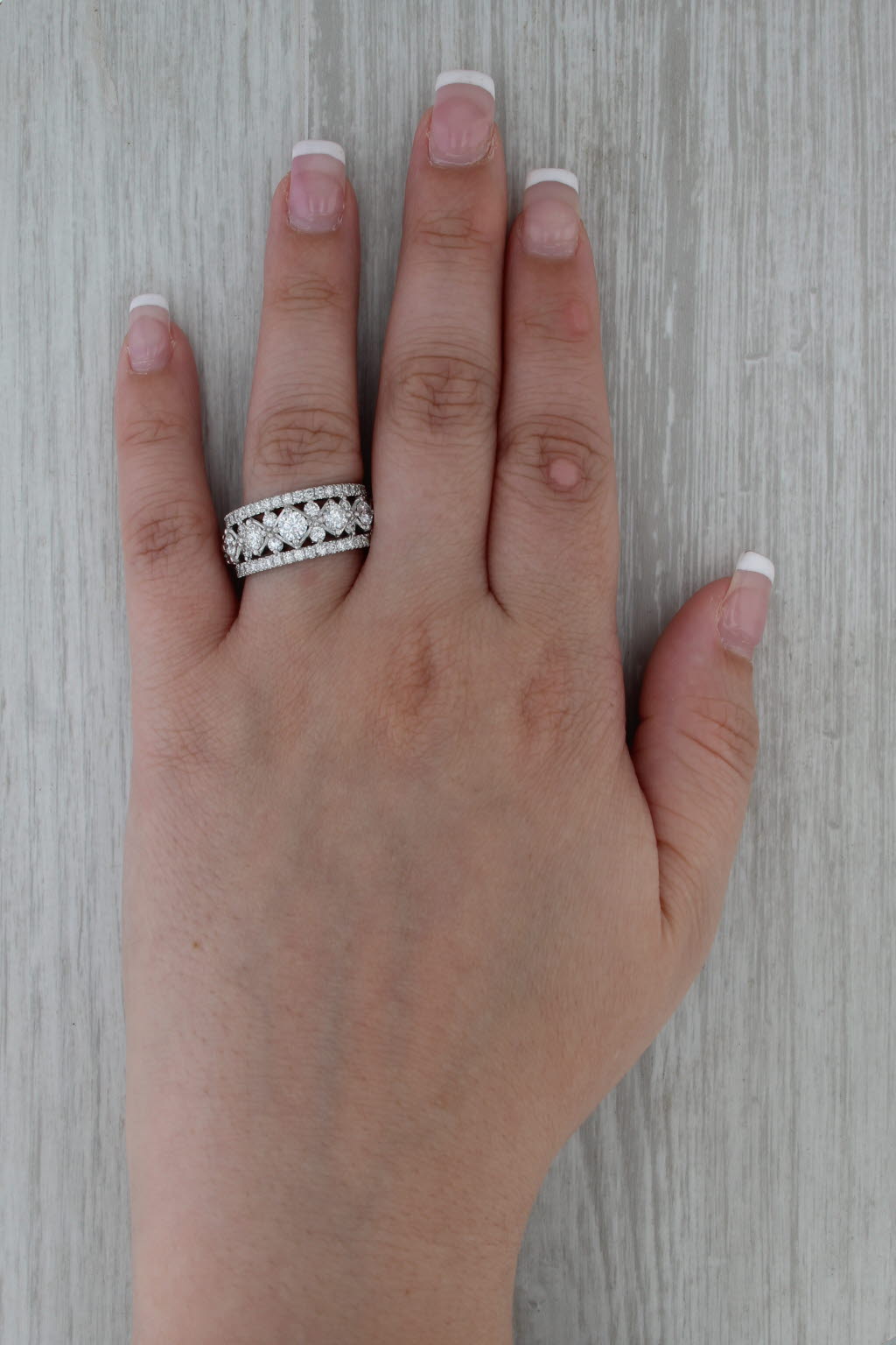 2.53ctw Diamond Ring 14k White Gold Anniversary Wedding Stacked Band Size 9.5