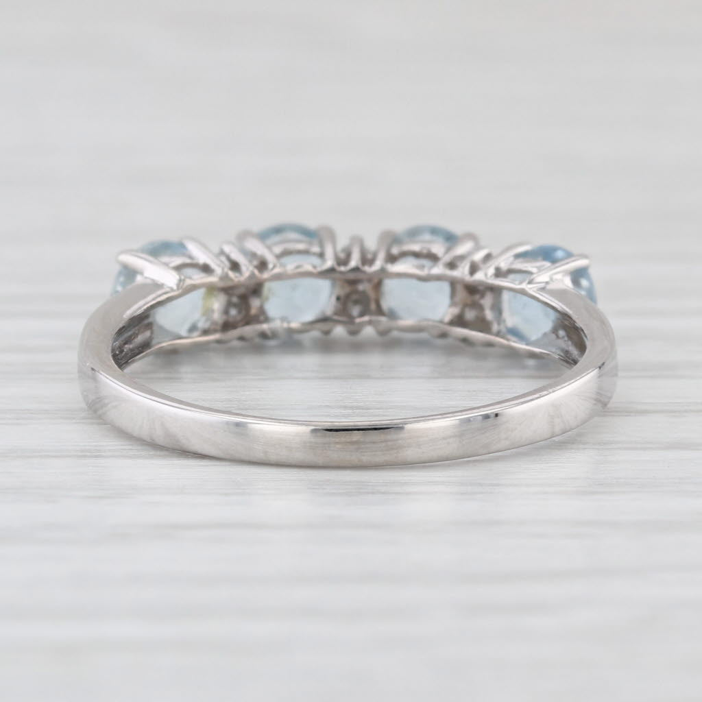 1.40ctw Aquamarine Diamond Ring 14k White Gold Size 9 Stackable