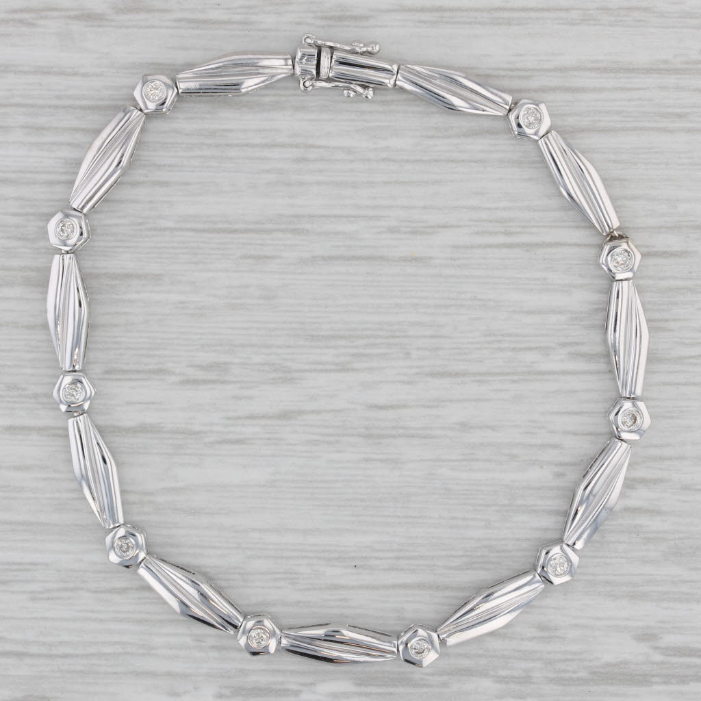 Gray 0.20ctw Diamond Bracelet 18k White Gold 6.75" 4.2mm
