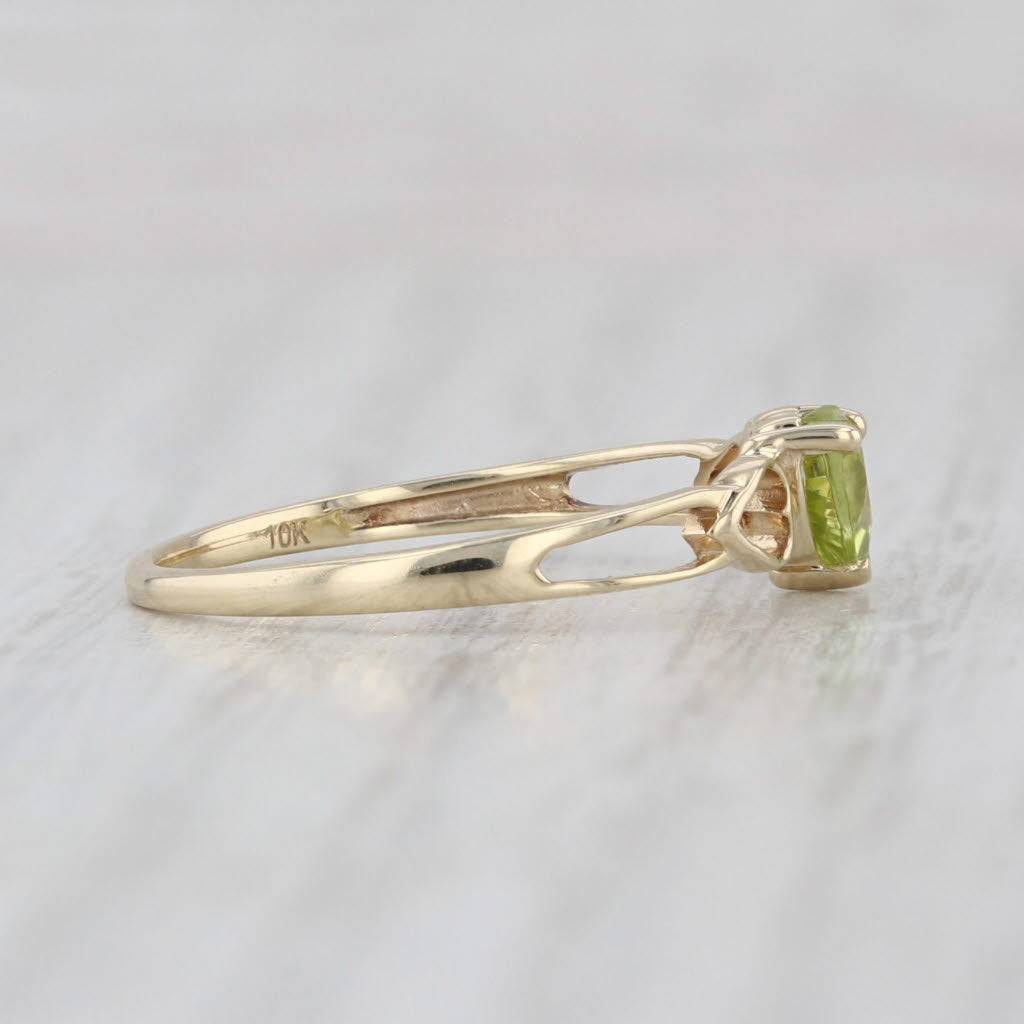 0.40ct Peridot Heart Solitaire Ring 10k Yellow Gold Size 6.75 Stackable