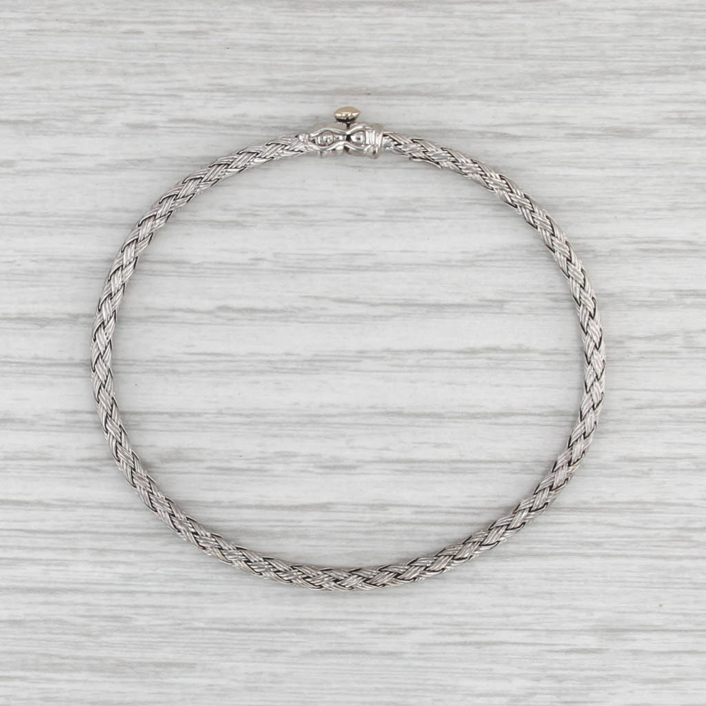 Basketweave Bangle Bracelet 18k White Gold 6.75" 2.8mm