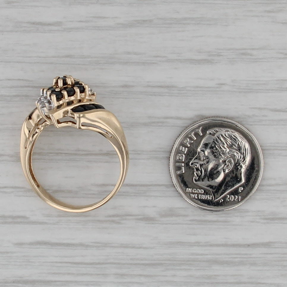 1.03ctw Blue Sapphire Diamond Cluster Ring 10k Yellow Gold Size 7 Bypass