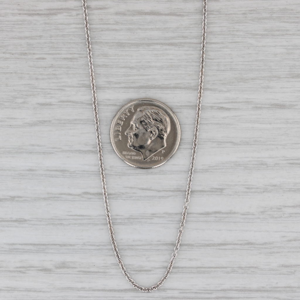 Gray Cable Chain Necklace 10k White Gold 20" 1mm
