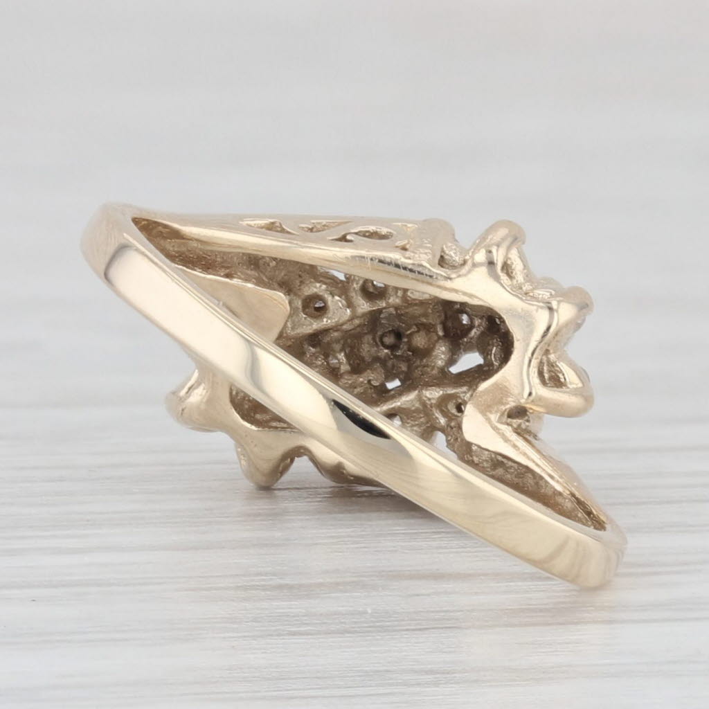 Light Gray 0.18ctw Diamond Cluster Bypass Ring 10k Yellow Gold Size 4.5