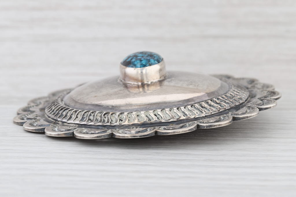 McCabe Vintage Navajo Scarf Holder Sterling Silver Turquoise Native American
