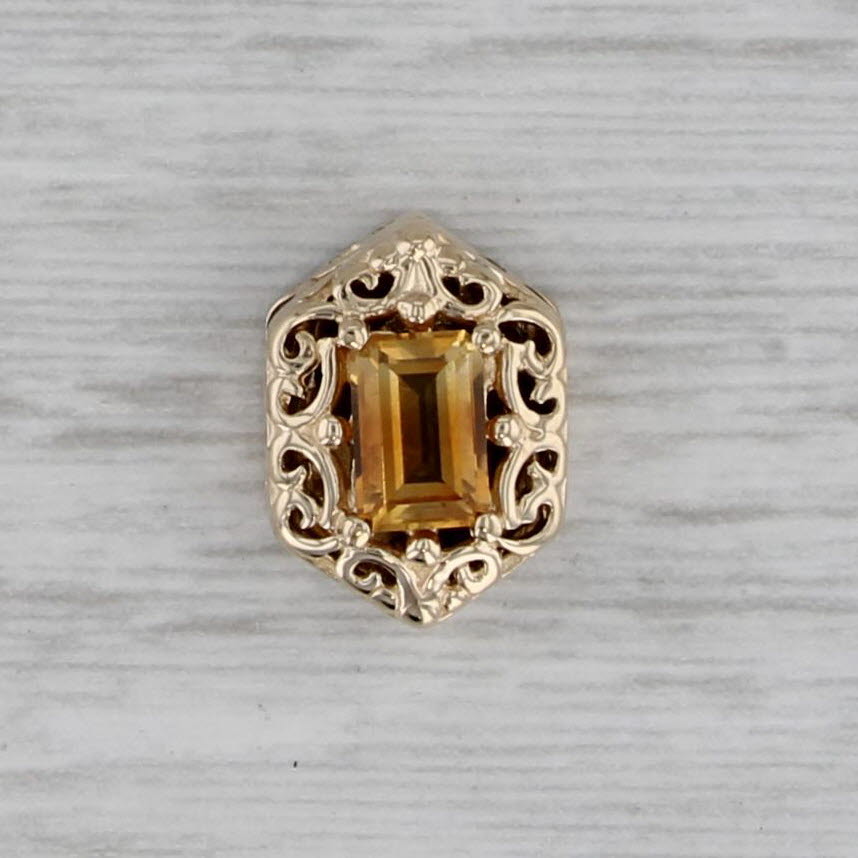 Gray 0.50ct Citrine Slide Bracelet Charm 14k Yellow Gold Vintage Richard Klein