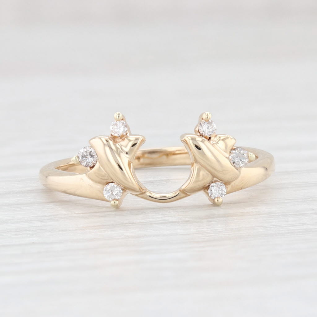 Light Gray Diamond Accented Ring Guard 14k Yellow Gold Stackable Wedding Band Size 7.25