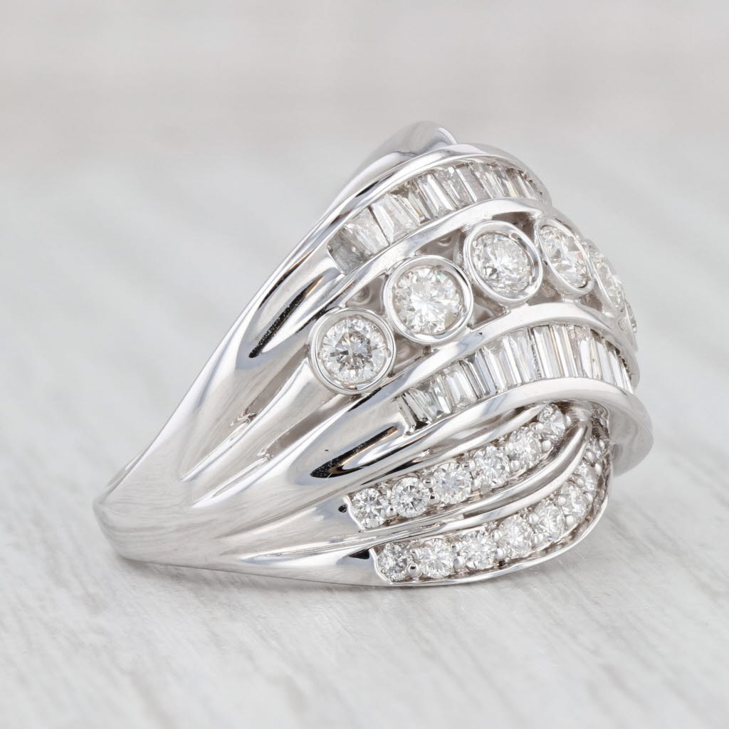 Light Gray New 2.10ctw Diamond Overlay Ring 14k White Gold Size 7 Cocktail