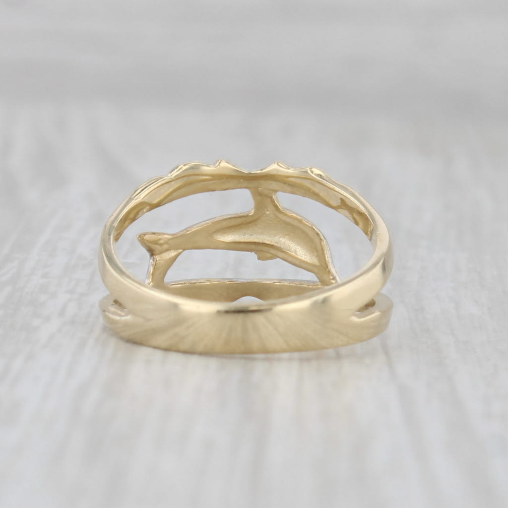 Gray 2-Toned Dolphin Ring 14k White Yellow Gold Band Size 7