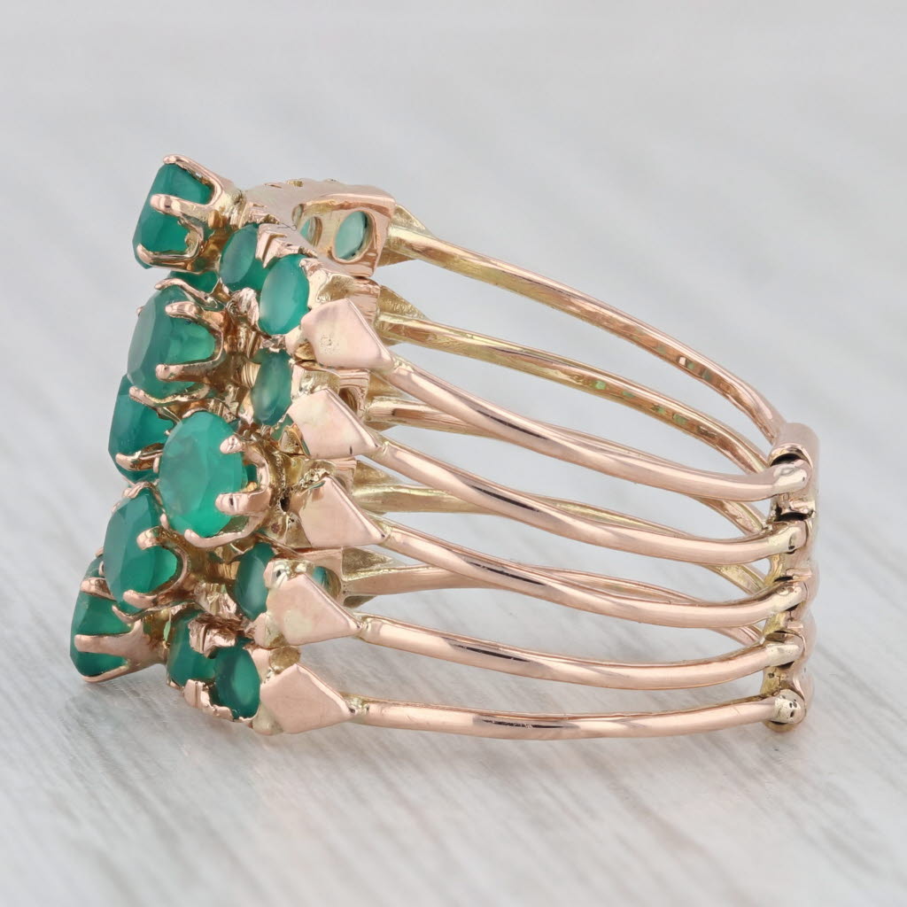 Gray Green Chalcedony Multiband Harem ring 14k Rose Gold Size 6.5 Cocktail