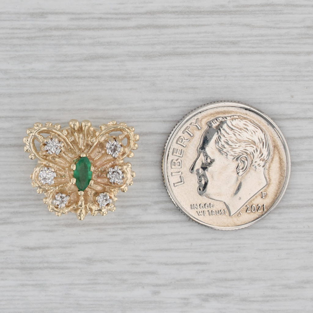 Gray Richard Klein 0.27ctw Emerald Diamond Butterfly Slide Bracelet Charm 10k Gold