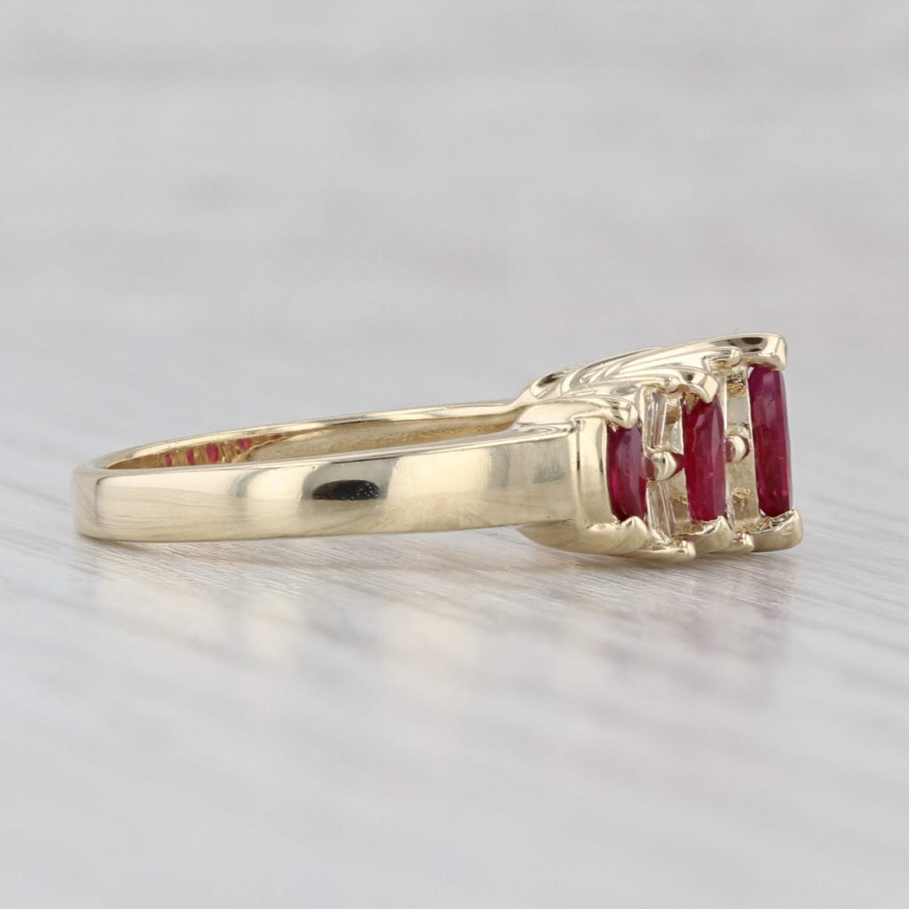 Light Gray 1ctw Ruby Diamond Pyramid Rooftop Ring 14k Yellow Gold Size 6.75