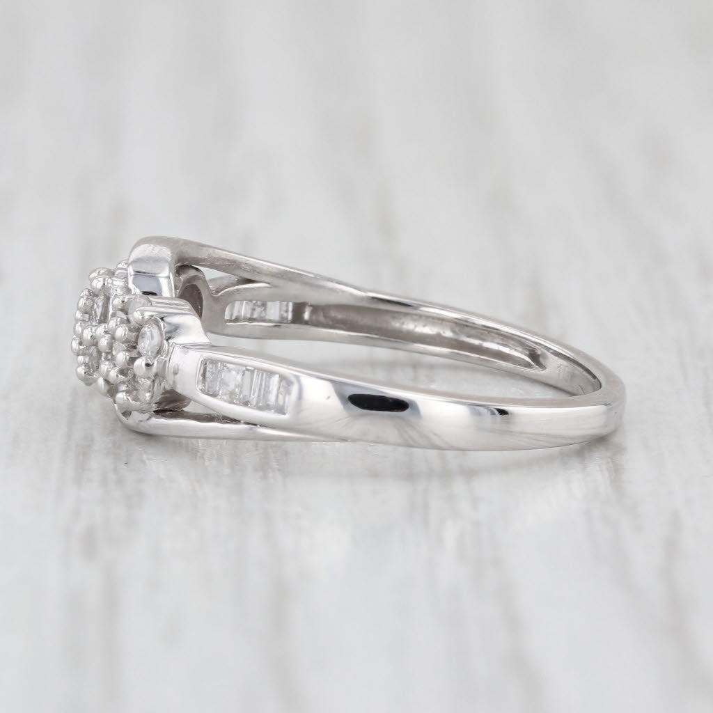 0.37ctw Diamond Cluster Ring 10k White Gold Stackable Size 6.25