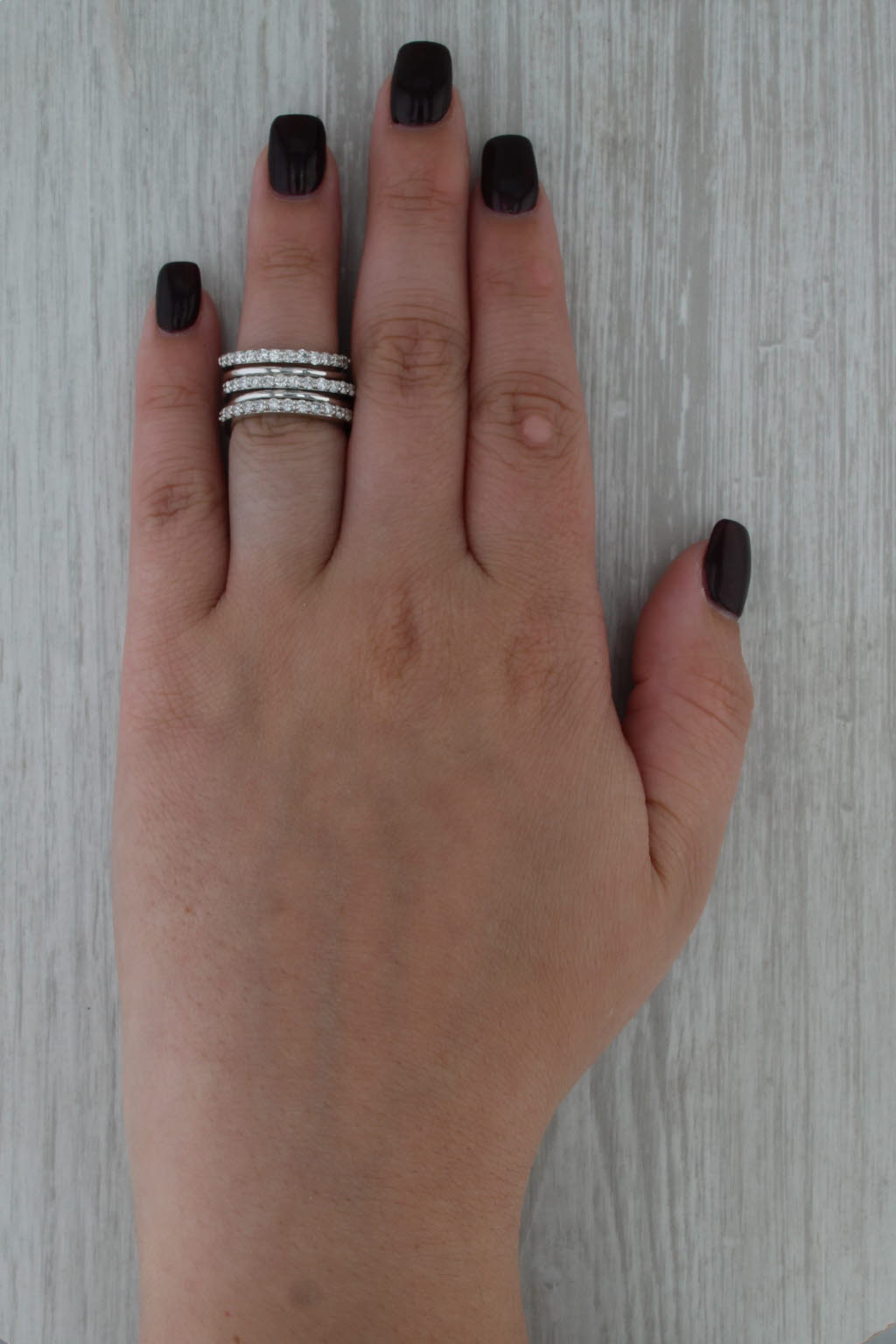 1ctw Diamond Multiband Ring 14k White Gold Size 6 Cocktail