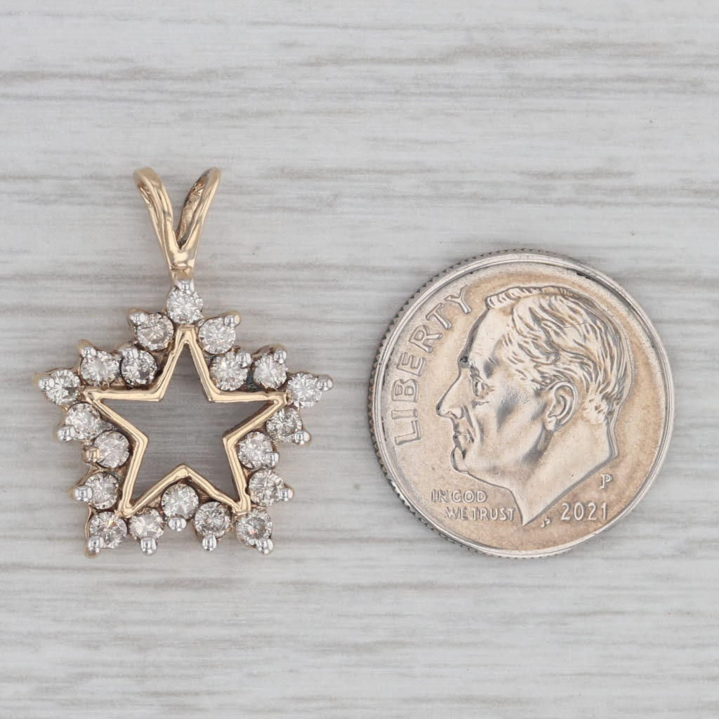Gray 0.60ctw Diamond Framed Star Pendant 10k Yellow Gold