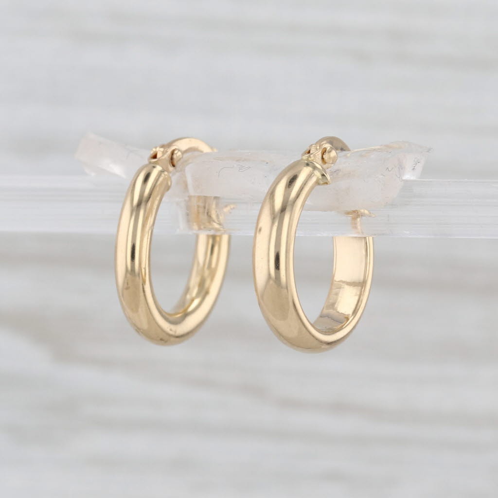 Small Round Hoop Earrings 18k Yellow Gold Snap Top Hoops