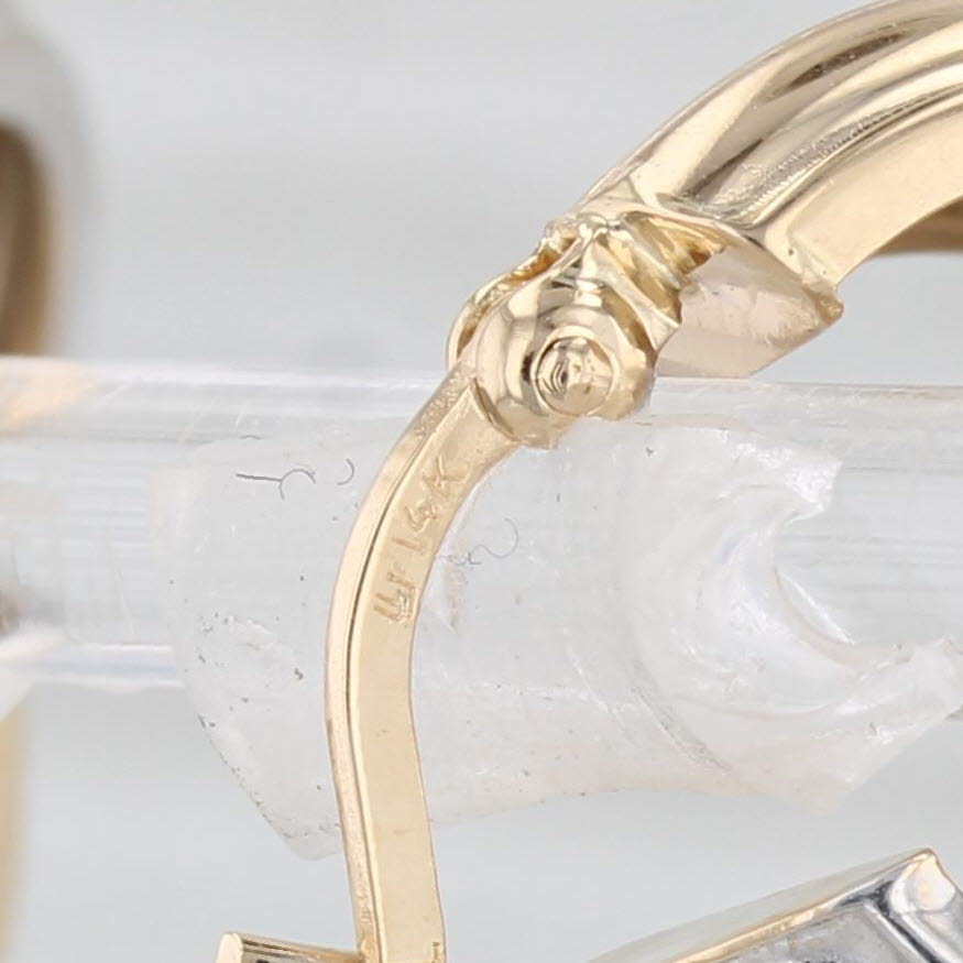 Light Gray 2-Toned Hoop Huggie Earrings 14k White Yellow Gold Snap Top Round Hoops