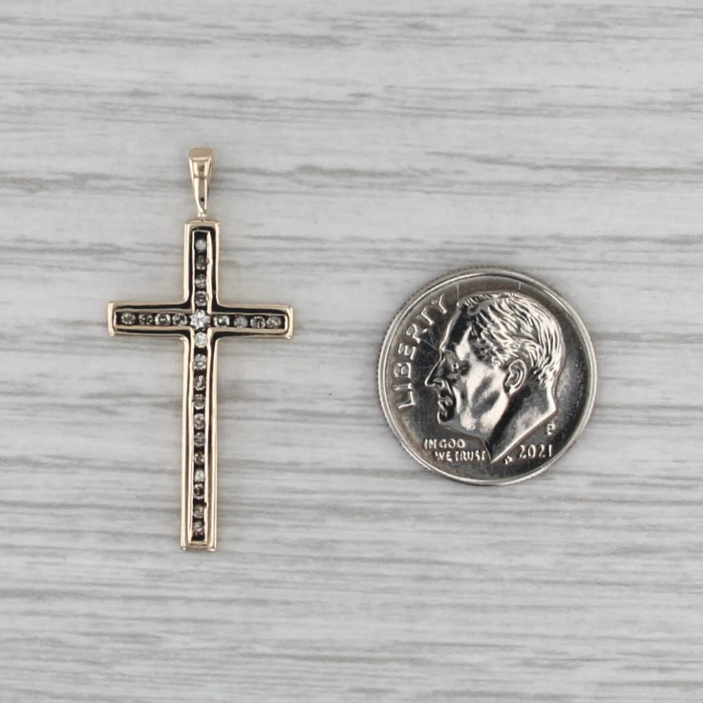 0.18ctw Channel Set Diamond Cross Pendant 10k Yellow Gold