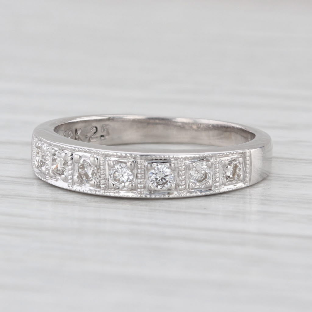 0.25ctw Diamond Wedding Band 18k White Gold Stackable Anniversary Ring Sunj