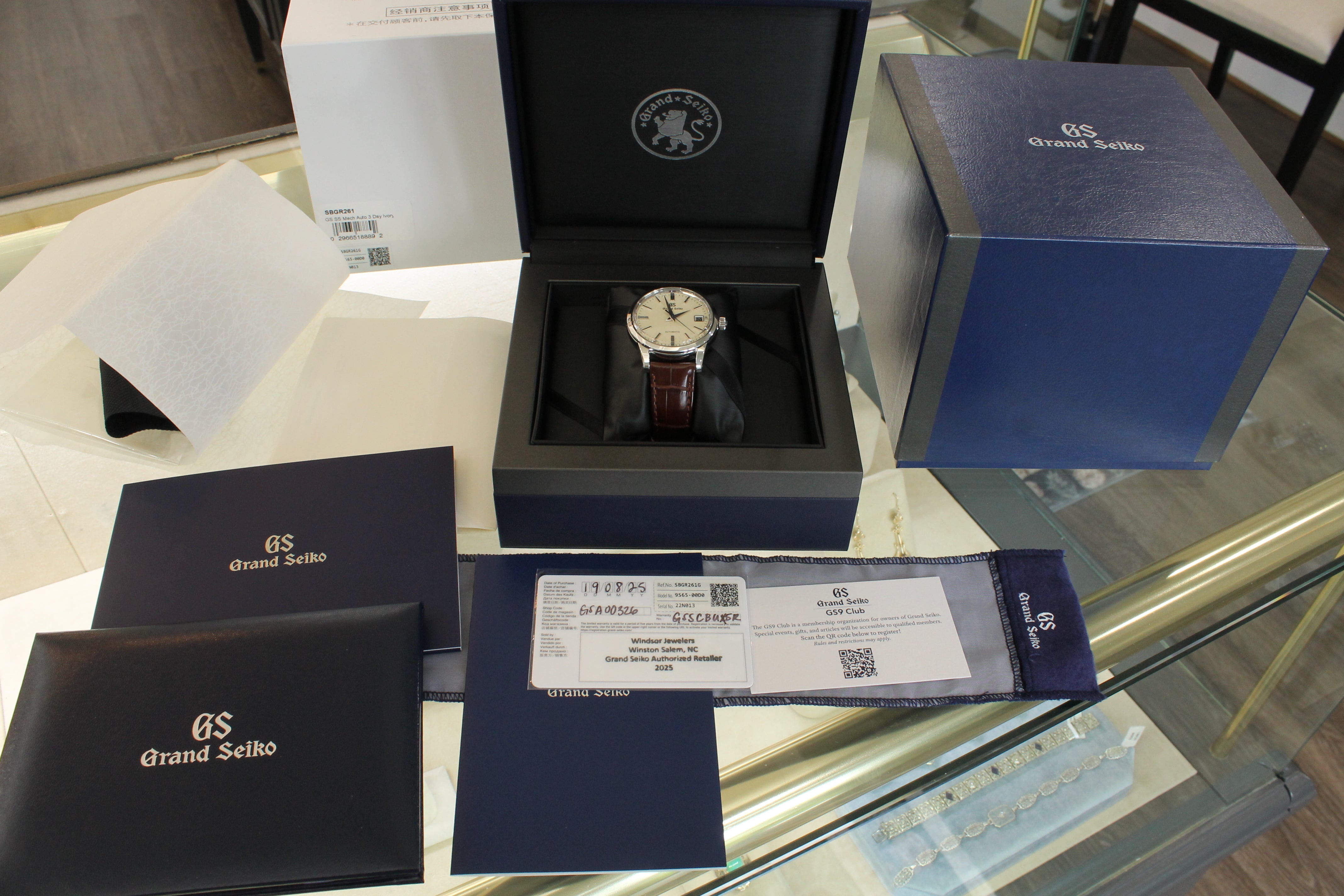 Grand Seiko Elegance SBGR261G Mens 39.5mm Steel Automatic Watch Box Strap Card