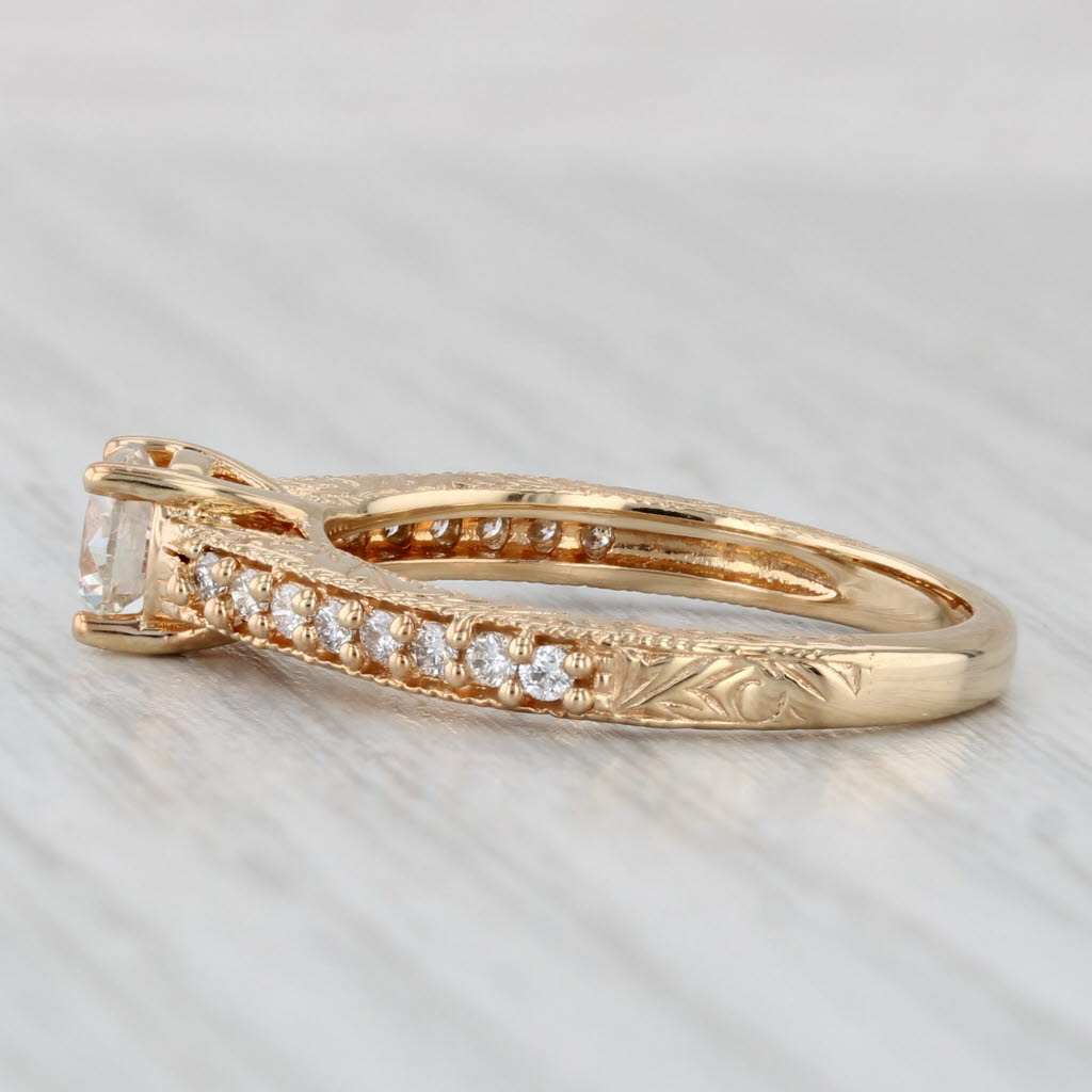 Light Gray New 0.81ctw Round Diamond Engagement Ring 18k Gold Sz 6.5 Cathedral Etched Band