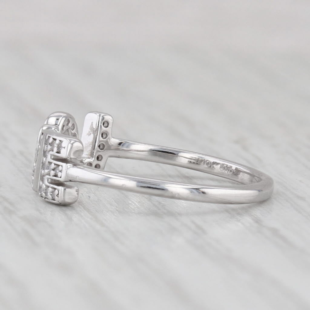 Diamond "LOVE" Ring 10k White Gold Size 6.5+ Adjustable