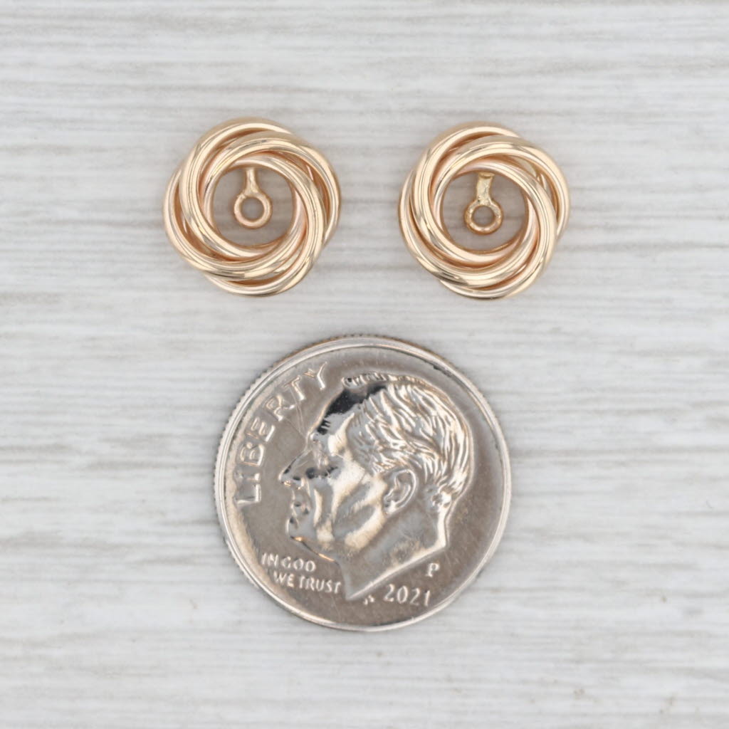 Light Gray Woven Knot Stud Earring Enhancers Jackets 14k Yellow Gold