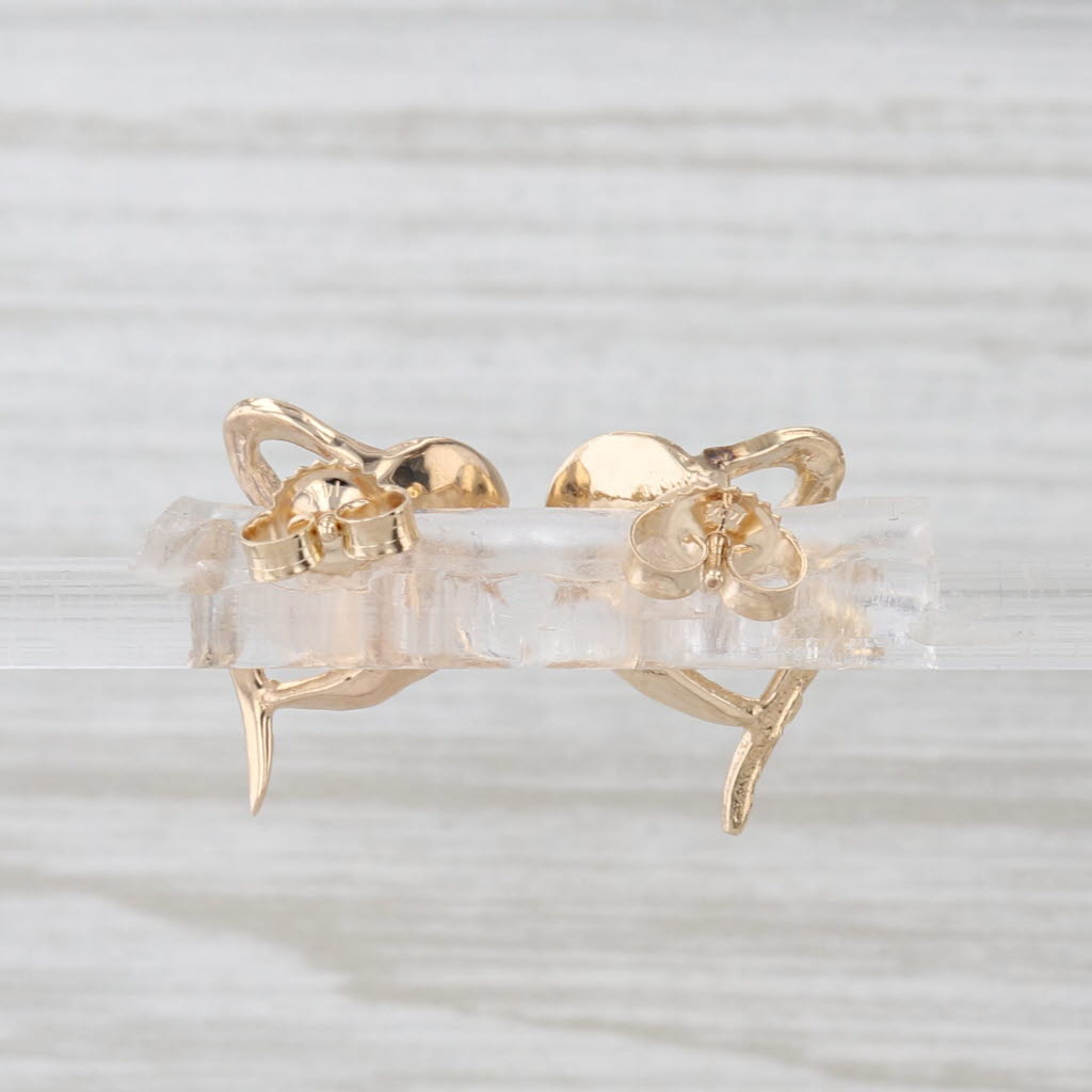 Cultured Pearl Stylized Heart Stud Earrings 14k Yellow Gold Studs