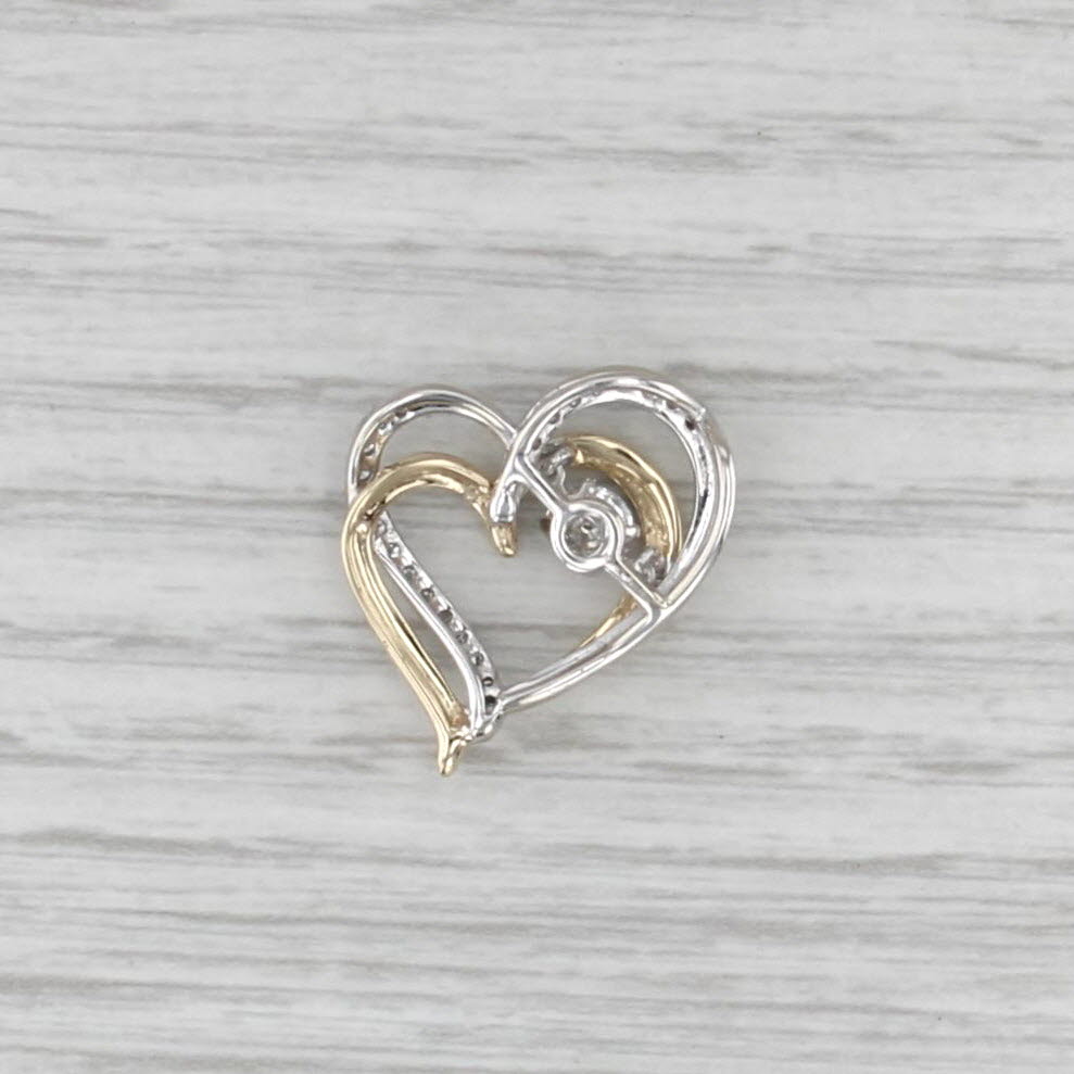 0.48ctw Lab Created Diamond Interlocking Hearts Pendant 10k Yellow White Gold