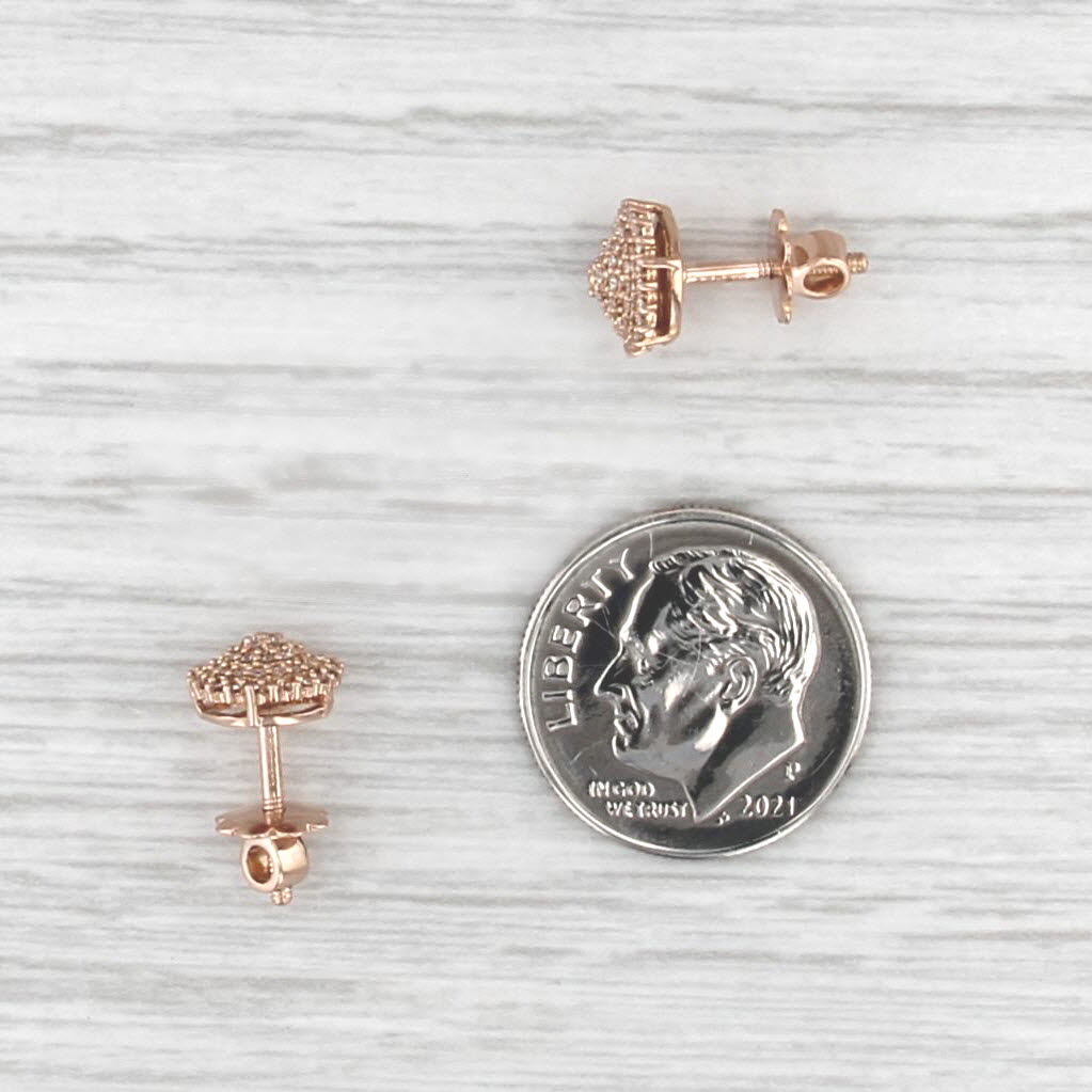 0.20ctw Diamond Cluster Stud Earrings 18k Rose Gold Screw Back Studs