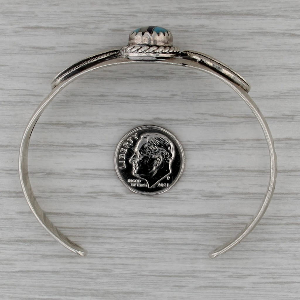 Turquoise Onyx Mosaic Cuff Bracelet Sterling Silver Arrow Hallmark Taxco Mexico