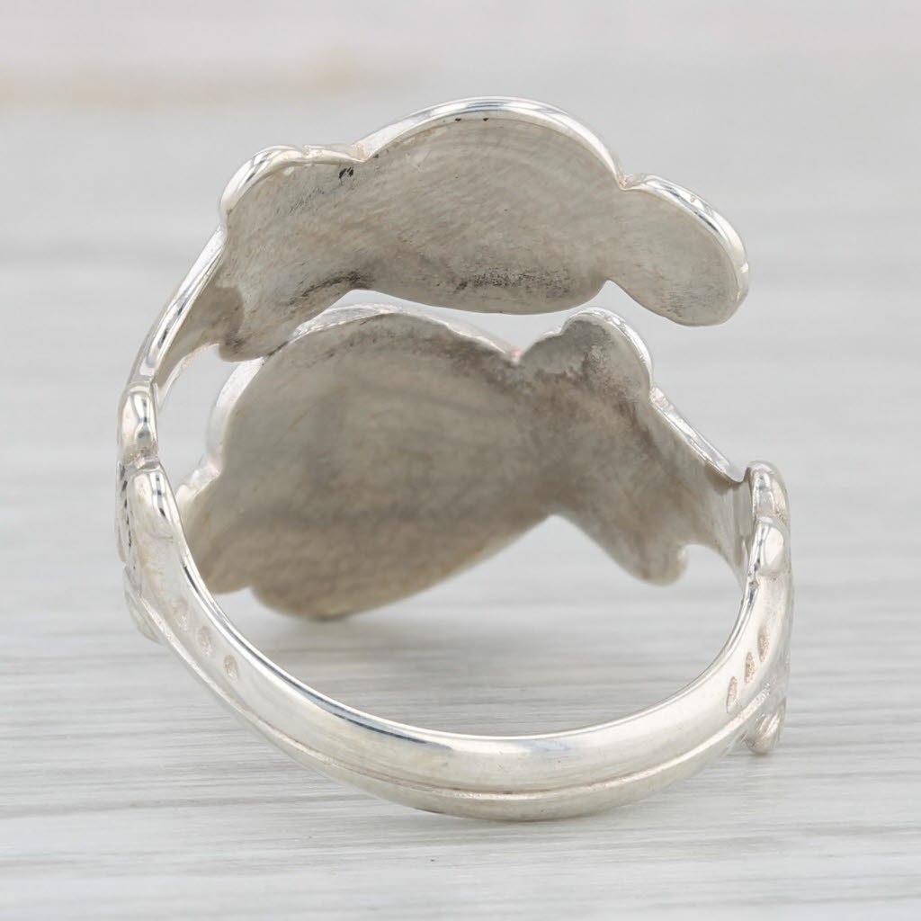 Light Gray Heart Spoon Ring Sterling Silver Adjustable Size Floral Avon