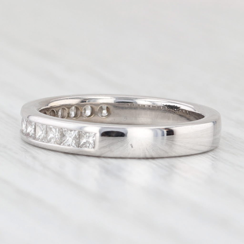 Light Gray 0.45ctw Channel Set Diamond Wedding Ring 14k White Gold Size 4.5 Stackable Band