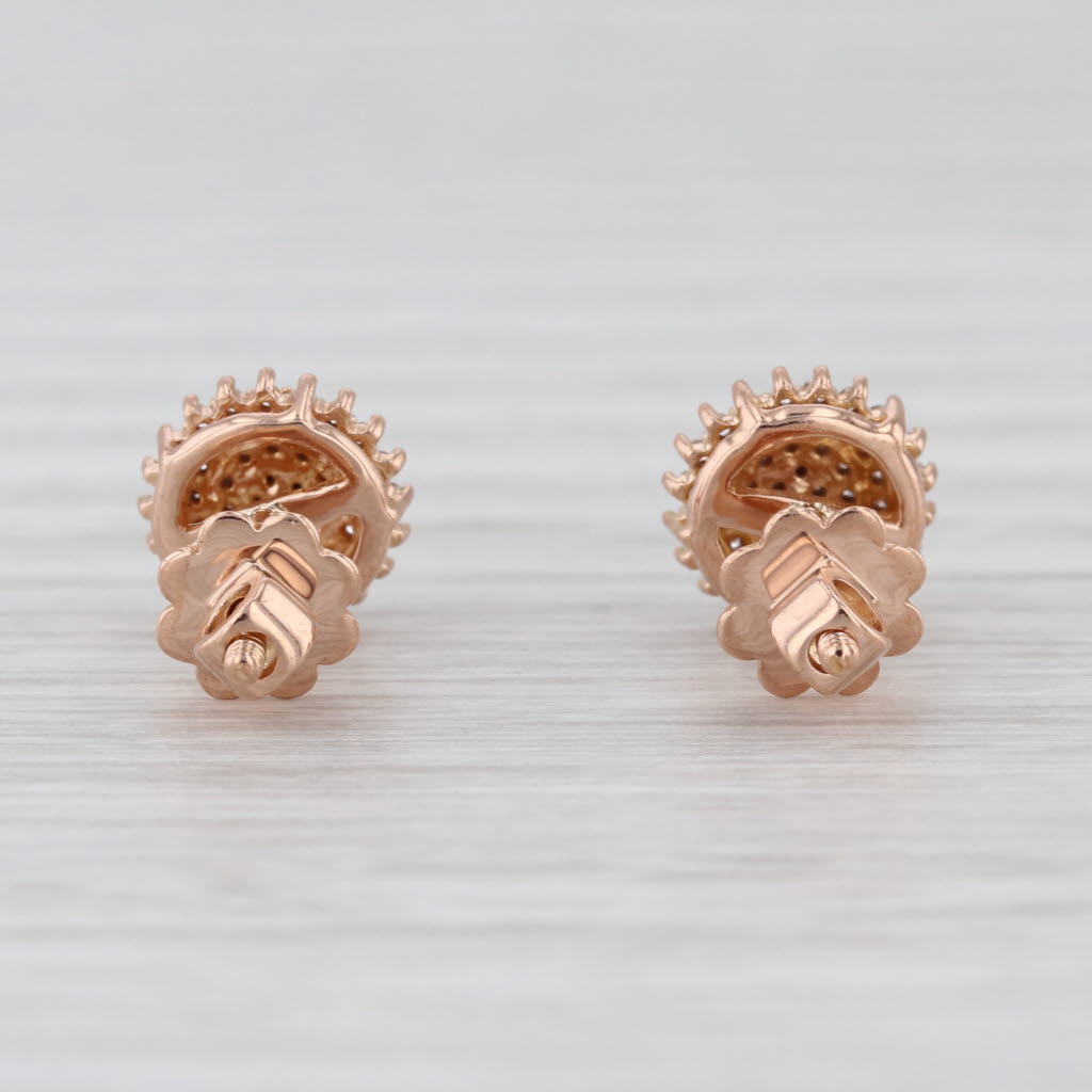 0.20ctw Diamond Cluster Stud Earrings 18k Rose Gold Screw Back Studs