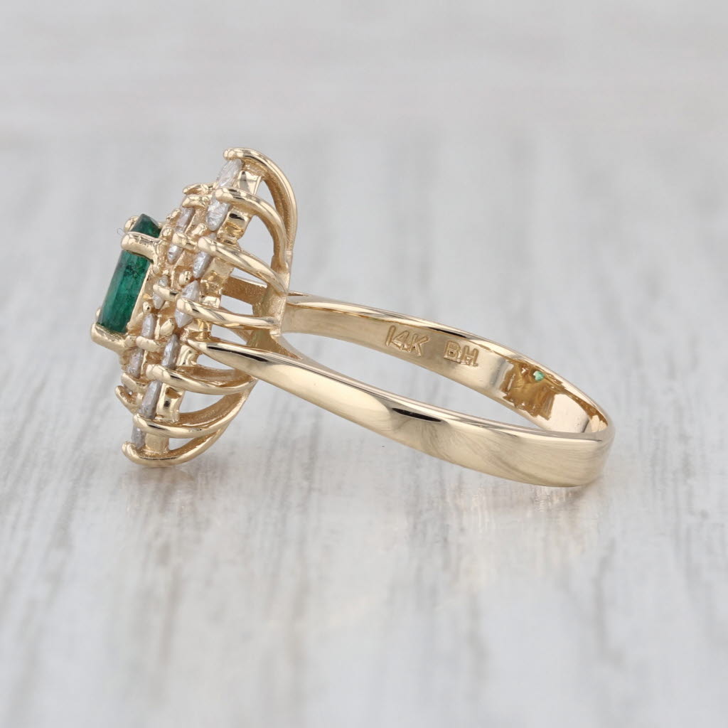 2.20ctw Emerald Diamond Flower Halo Ring 14k Yellow Gold Size 6.5-6.75